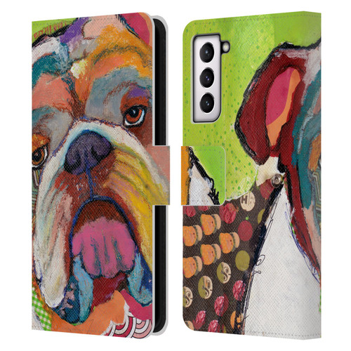 Michel Keck Dogs Bulldog Leather Book Wallet Case Cover For Samsung Galaxy S21 5G