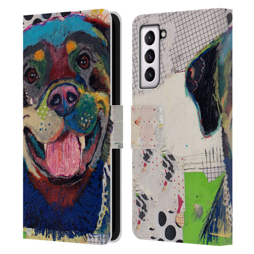 Michel Keck Dogs Rottweiler Leather Book Wallet Case Cover For Samsung Galaxy S21 5G
