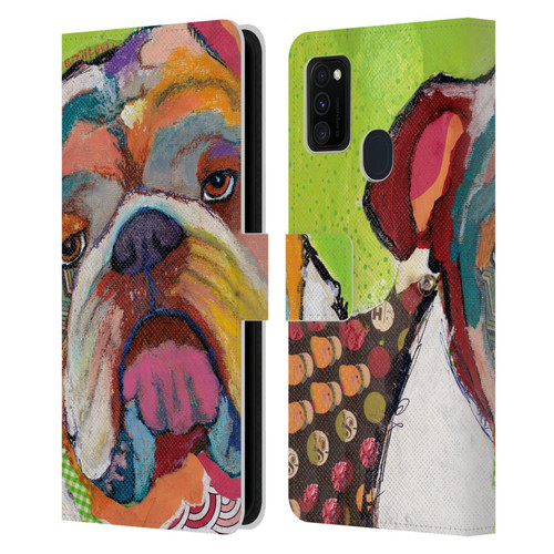 Michel Keck Dogs Bulldog Leather Book Wallet Case Cover For Samsung Galaxy M30s (2019)/M21 (2020)