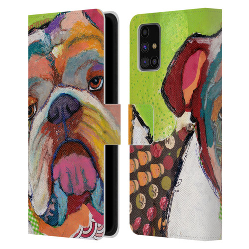 Michel Keck Dogs Bulldog Leather Book Wallet Case Cover For Samsung Galaxy M31s (2020)