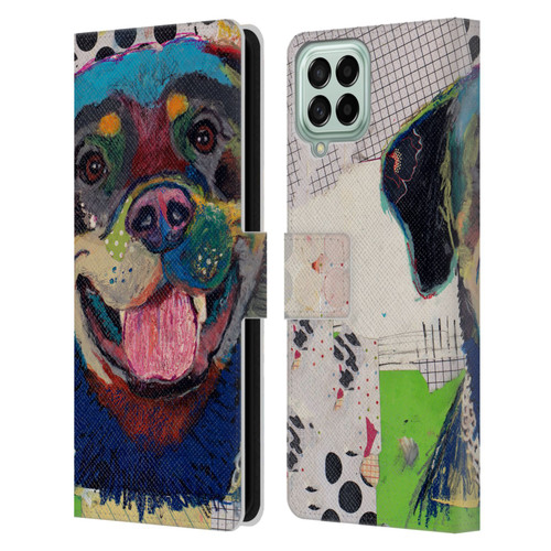 Michel Keck Dogs Rottweiler Leather Book Wallet Case Cover For Samsung Galaxy M33 (2022)