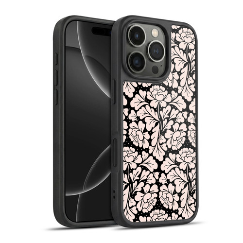 Anis Illustration Flower Pattern 2 Black 1 Gel Armour Case For Apple iPhone 16 Pro