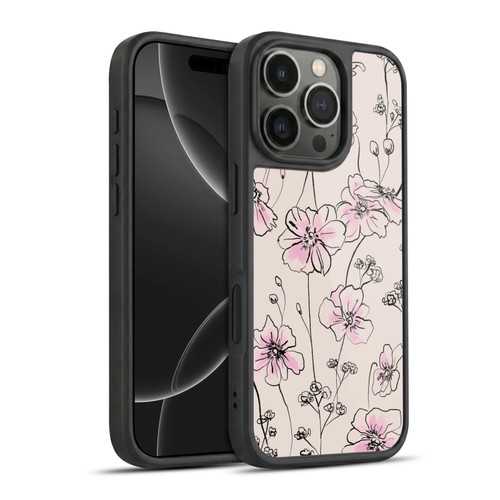 Anis Illustration Floral Pattern Wild Roses Beige Pink Gel Armour Case For Apple iPhone 16 Pro