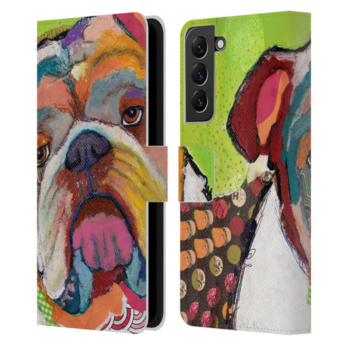 Michel Keck Dogs Bulldog Leather Book Wallet Case Cover For Samsung Galaxy S22+ 5G