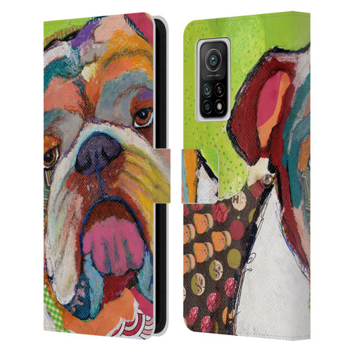 Michel Keck Dogs Bulldog Leather Book Wallet Case Cover For Xiaomi Mi 10T 5G