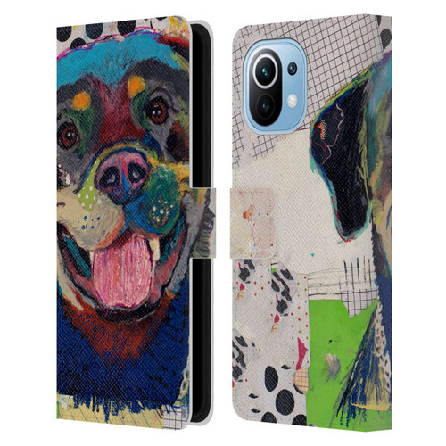 Michel Keck Dogs Rottweiler Leather Book Wallet Case Cover For Xiaomi Mi 11