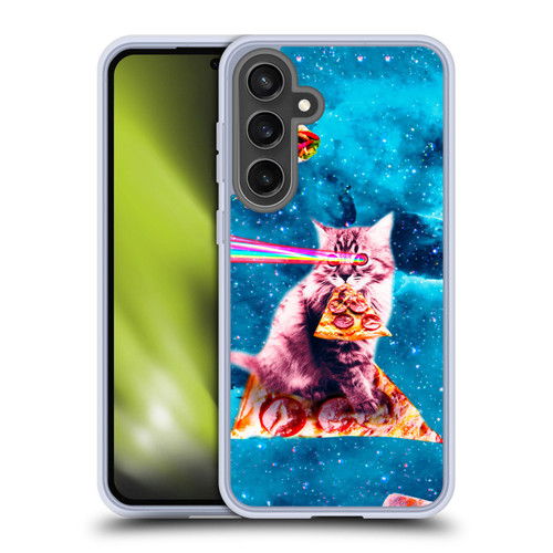 Random Galaxy Space Cat Lazer Eye & Pizza Soft Gel Case for Samsung Galaxy S24 FE & MagSafe