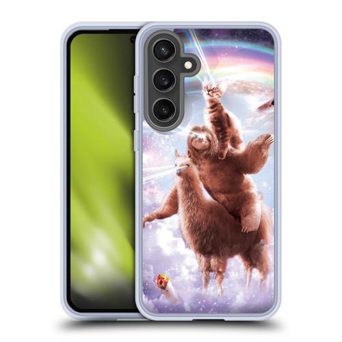 Random Galaxy Space Llama Sloth & Cat Lazer Eyes Soft Gel Case for Samsung Galaxy S24 FE & MagSafe