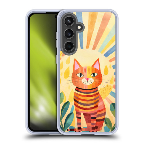 LebensArt Mix Art Stripes Whimsy Cat Soft Gel Case for Samsung Galaxy S24 FE & MagSafe