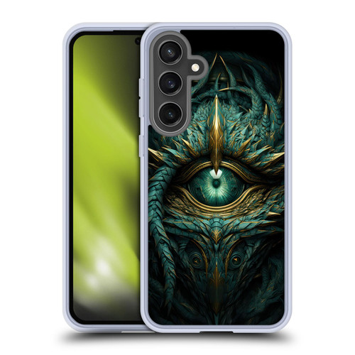 LebensArt Mix Art Teal Green Dragon Eye Soft Gel Case for Samsung Galaxy S24 FE & MagSafe
