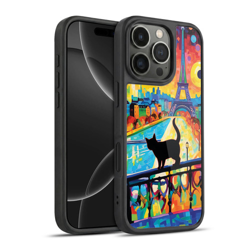 Michael David Ward Psychedelic Art Cat In Midnight Paris Gel Armour Case For Apple iPhone 16 Pro