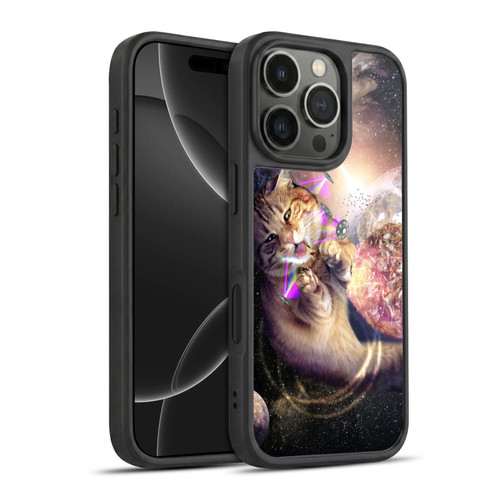 Random Galaxy Space Cat Reaching Big Pizza Gel Armour Case For Apple iPhone 16 Pro