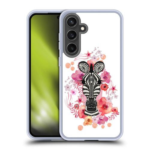 Monika Strigel Animals And Flowers Zebra Soft Gel Case for Samsung Galaxy S24 FE & MagSafe