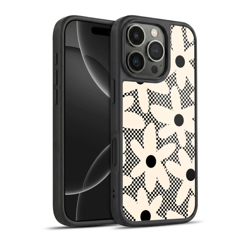 Kierkegaard Design Studio Retro Abstract Patterns Daisy Black Cream Dots Check Gel Armour Case For Apple iPhone 16 Pro