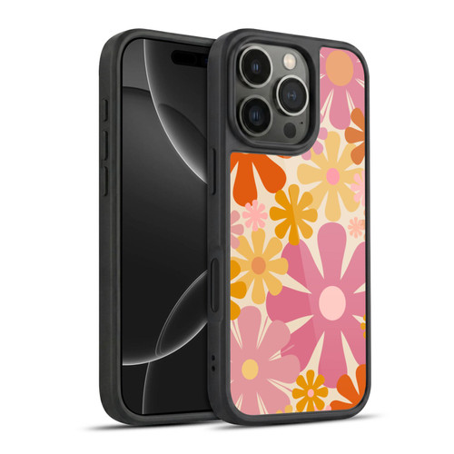Kierkegaard Design Studio Retro Abstract Patterns Pink Orange Thulian Flowers Gel Armour Case For Apple iPhone 16 Pro