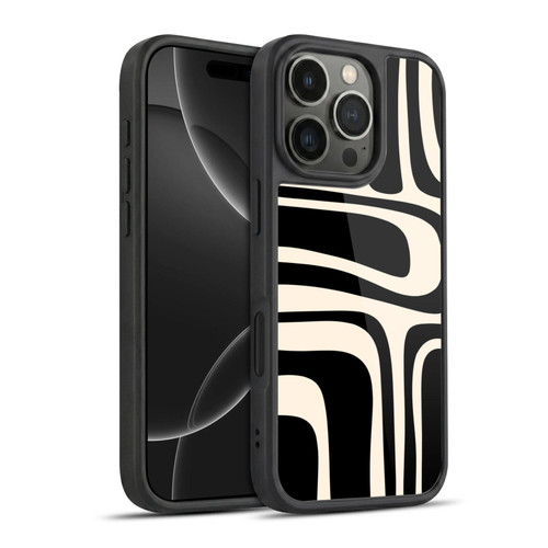 Kierkegaard Design Studio Retro Abstract Patterns Palm Springs Black Cream Gel Armour Case For Apple iPhone 16 Pro