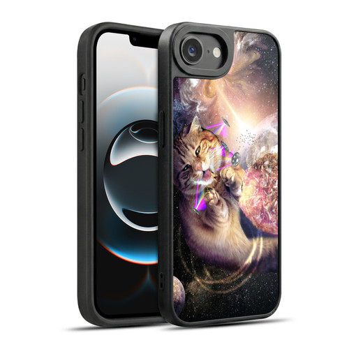 Random Galaxy Space Cat Reaching Big Pizza Gel Armour Case For Apple iPhone 16e / Apple iPhone 17e