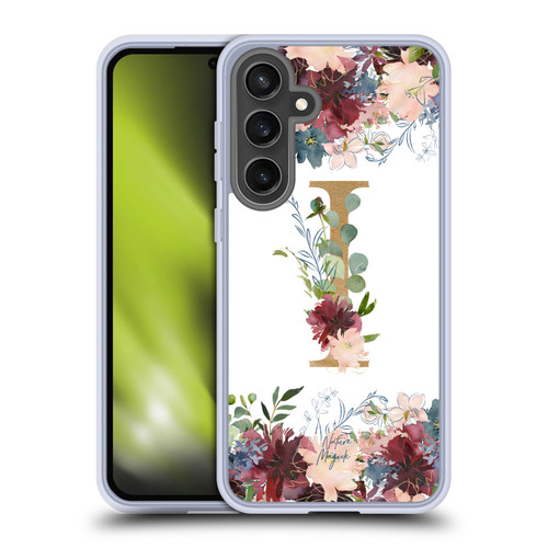 Nature Magick Flowers Monogram Floral Gold Letter I Soft Gel Case for Samsung Galaxy S24 FE & MagSafe