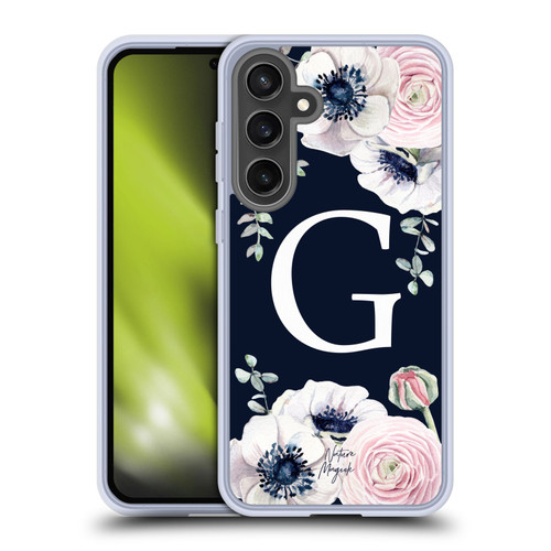 Nature Magick Floral Monogram Navy Flowers 1 Letter G Soft Gel Case for Samsung Galaxy S24 FE & MagSafe