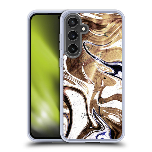 Nature Magick Luxe Gold Marble Metallic Coffee Soft Gel Case for Samsung Galaxy S24 FE & MagSafe