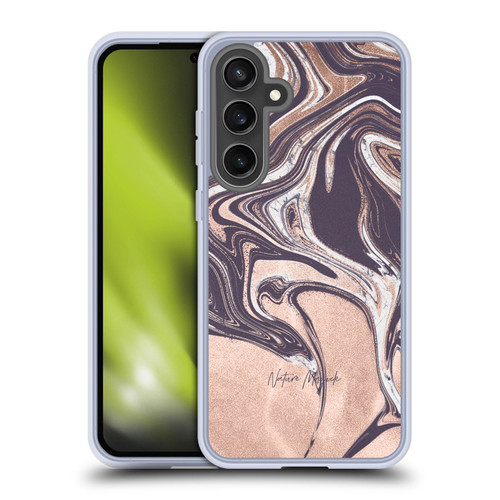 Nature Magick Luxe Gold Marble Metallic Rose Gold Soft Gel Case for Samsung Galaxy S24 FE & MagSafe