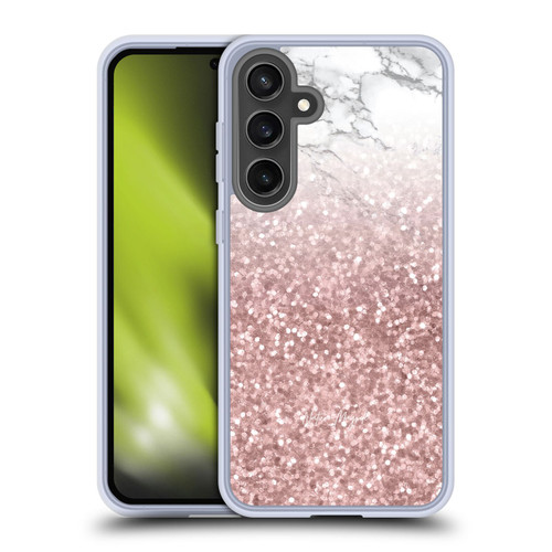 Nature Magick Marble Glitter Sparkle Pastel Pink Rose Gold Sparkles Soft Gel Case for Samsung Galaxy S24 FE & MagSafe