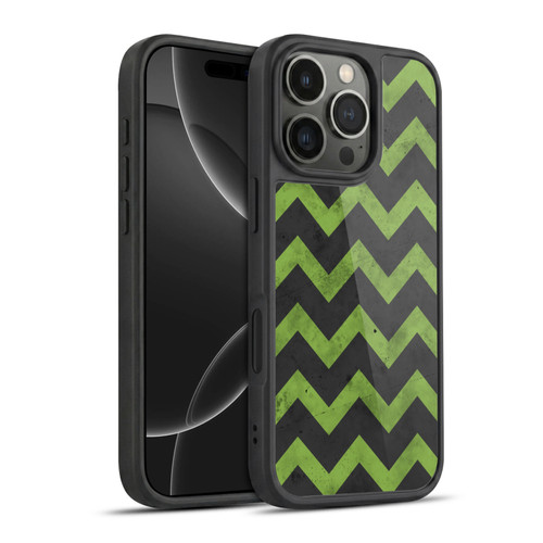 PLdesign Geometric Patterns Green Gray Vintage Gel Armour Case For Apple iPhone 16 Pro