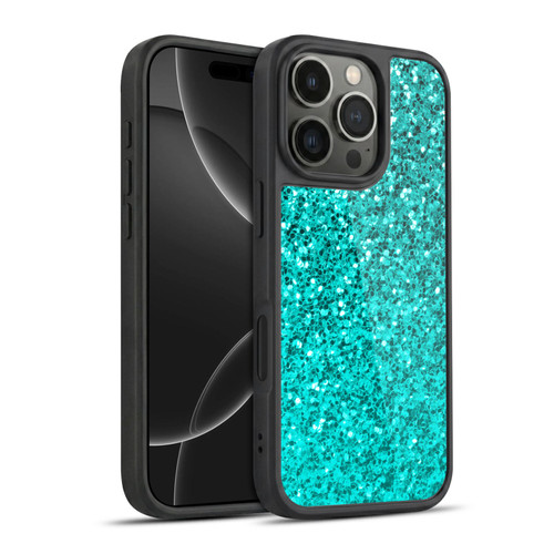 PLdesign Sparkle Prints Aqua Blue Gel Armour Case For Apple iPhone 16 Pro