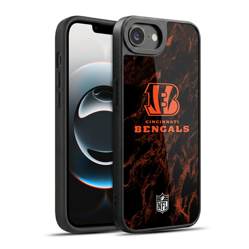 NFL Cincinnati Bengals Graphics Coloured Marble Gel Armour Case For Apple iPhone 16e / Apple iPhone 17e