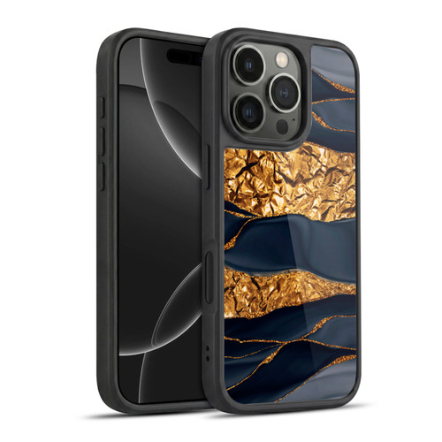 UtArt Dark Night Marble Gold Foil And Ink Gel Armour Case For Apple iPhone 16 Pro