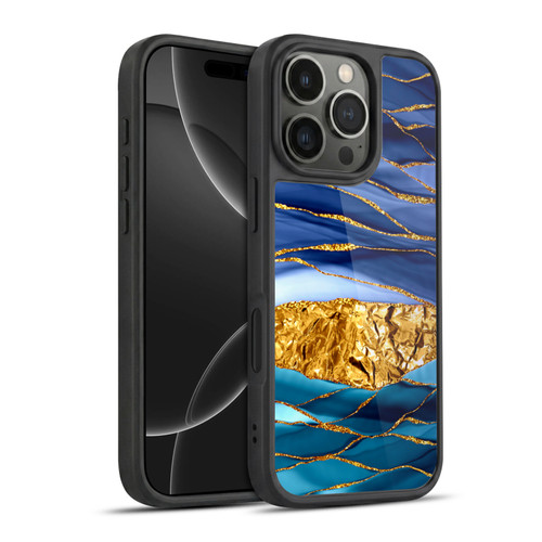 UtArt Dark Night Marble Golden Seas Gel Armour Case For Apple iPhone 16 Pro