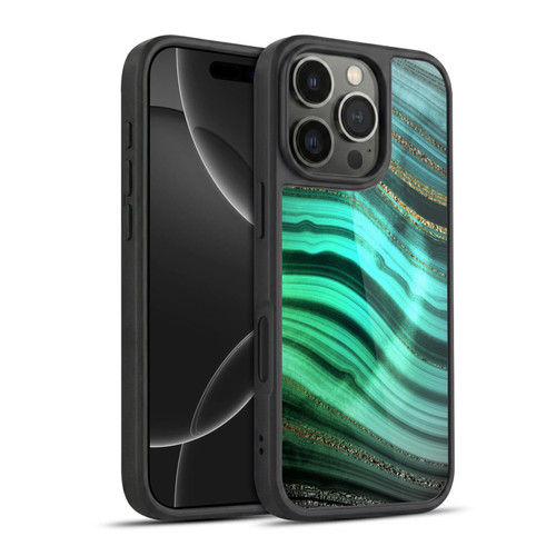 UtArt Malachite Emerald Glitter Gradient Gel Armour Case For Apple iPhone 16 Pro