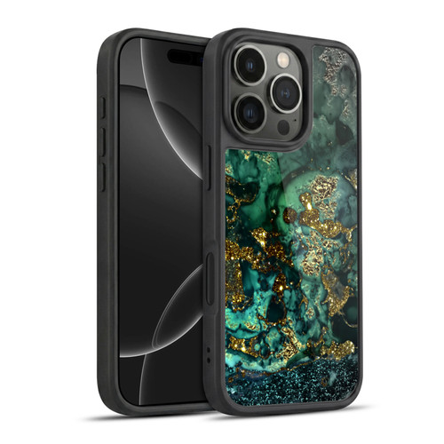 UtArt Malachite Emerald Gold And Seafoam Green Gel Armour Case For Apple iPhone 16 Pro