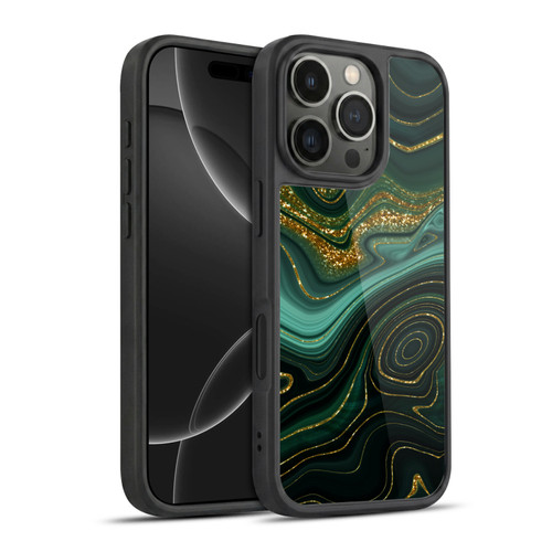UtArt Malachite Emerald Gilded Teal Gel Armour Case For Apple iPhone 16 Pro