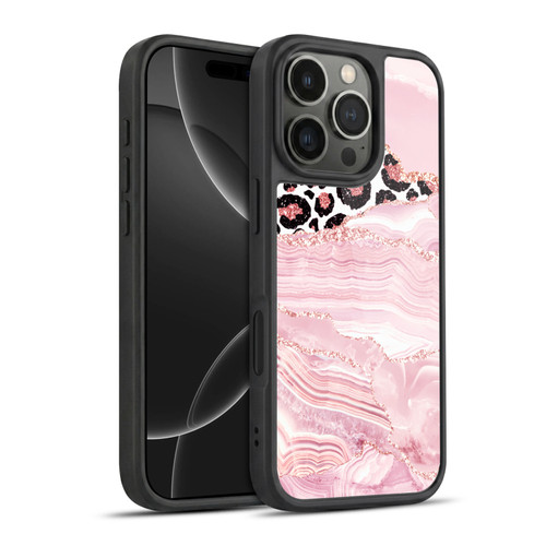 UtArt Wild Cat Marble Pink Glitter Gel Armour Case For Apple iPhone 16 Pro