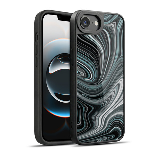 Suzan Lind Marble Swirls Teal And Black Gel Armour Case For Apple iPhone 16e / Apple iPhone 17e
