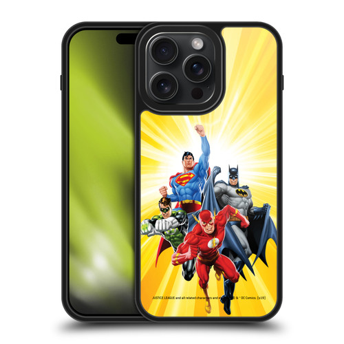 Justice League DC Comics Airbrushed Heroes Yellow Gel Armour Case For Apple iPhone 15 Pro Max