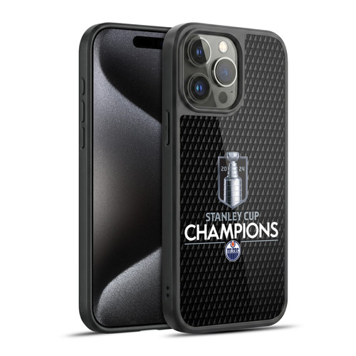 NHL 2024 Stanley Cup Champions Edmonton Oilers Puck Pattern Gel Armour Case For Apple iPhone 15 Pro Max