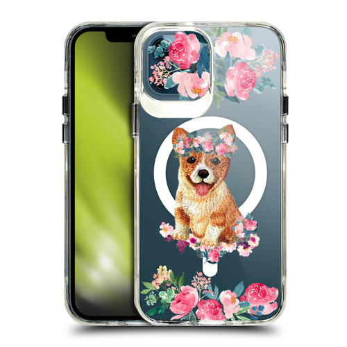 Monika Strigel Flower Collection Corgi SHOCKPROOF BUMPER CASE COMPATIBLE WITH Apple iPhone 12 / iPhone 12 Pro & MAGSAFE