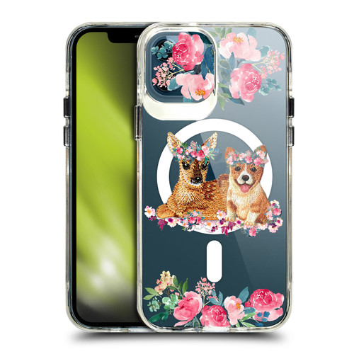 Monika Strigel Flower Collection Fawn & Corgi SHOCKPROOF BUMPER CASE COMPATIBLE WITH Apple iPhone 12 / iPhone 12 Pro & MAGSAFE