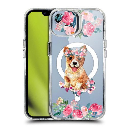 Monika Strigel Flower Collection Corgi SHOCKPROOF BUMPER CASE COMPATIBLE WITH Apple iPhone 14 & MAGSAFE