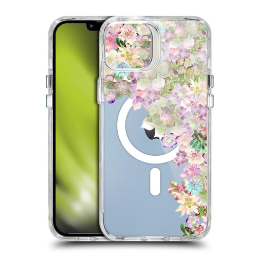 Monika Strigel Flower Collection Succulent Garden Peach SHOCKPROOF BUMPER CASE COMPATIBLE WITH Apple iPhone 14 Plus & MAGSAFE