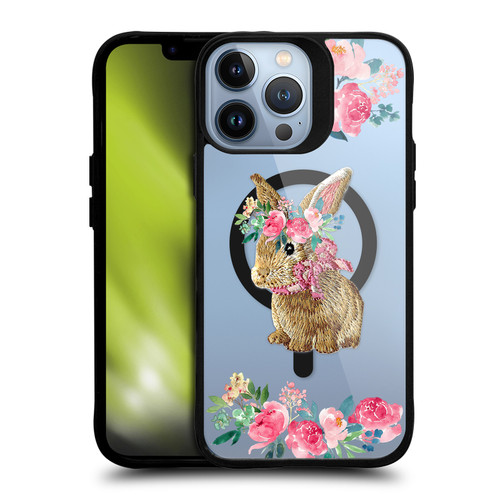 Monika Strigel Flower Collection Bunny BLACK SHOCKPROOF BUMPER CASE COMPATIBLE WITH Apple iPhone 13 Pro Max & MAGSAFE