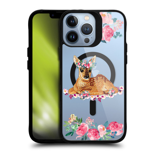 Monika Strigel Flower Collection Fawn BLACK SHOCKPROOF BUMPER CASE COMPATIBLE WITH Apple iPhone 13 Pro Max & MAGSAFE