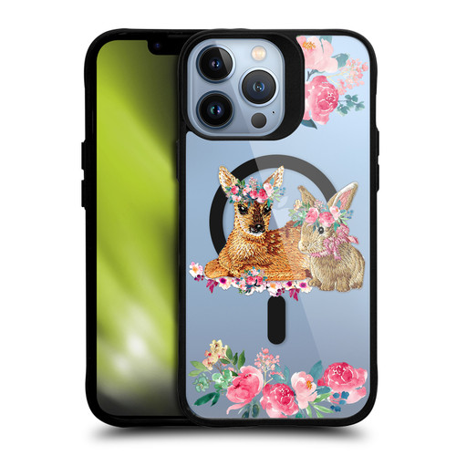 Monika Strigel Flower Collection Fawn & Bunny BLACK SHOCKPROOF BUMPER CASE COMPATIBLE WITH Apple iPhone 13 Pro Max & MAGSAFE