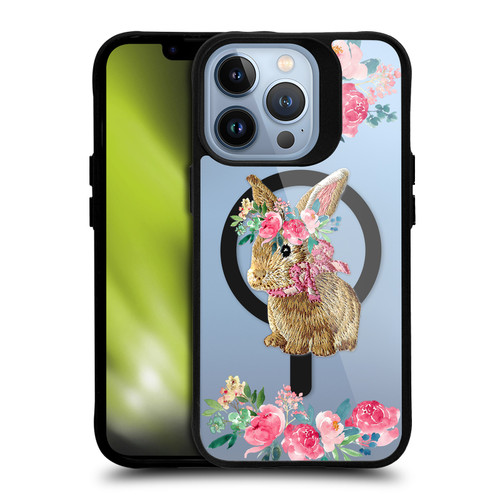 Monika Strigel Flower Collection Bunny BLACK SHOCKPROOF BUMPER CASE COMPATIBLE WITH Apple iPhone 13 Pro & MAGSAFE