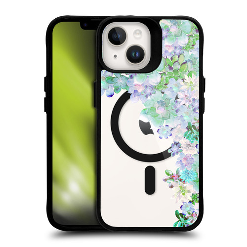 Monika Strigel Flower Collection My Succulent Garden BLACK SHOCKPROOF BUMPER CASE COMPATIBLE WITH Apple iPhone 14 & MAGSAFE