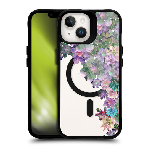 Monika Strigel Flower Collection Succulent Garden Purple BLACK SHOCKPROOF BUMPER CASE COMPATIBLE WITH Apple iPhone 14 & MAGSAFE