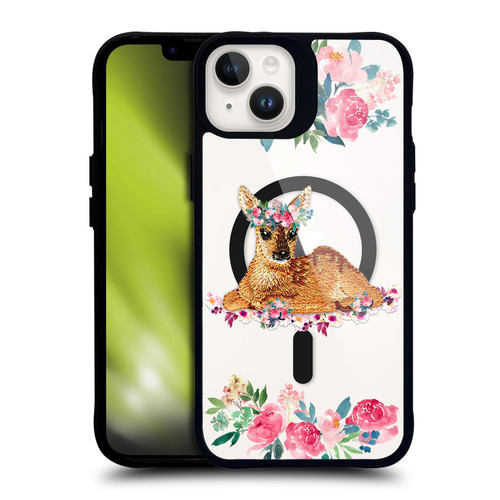 Monika Strigel Flower Collection Fawn BLACK SHOCKPROOF BUMPER CASE COMPATIBLE WITH Apple iPhone 14 Plus & MAGSAFE