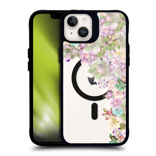 Monika Strigel Flower Collection Succulent Garden Peach BLACK SHOCKPROOF BUMPER CASE COMPATIBLE WITH Apple iPhone 14 Plus & MAGSAFE